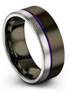 Guy Wedding Ring Set Gunmetal Tungsten Carbide Rings for Guys 8mm Couple Ring - Charming Jewelers
