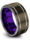 Gunmetal and Grey Woman&#39;s Wedding Rings Tungsten Ring for Lady Matte Finish - Charming Jewelers