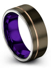 8mm 75th Gunmetal Wedding Rings for Ladies Lady Gunmetal Tungsten Rings - Charming Jewelers