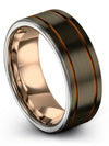 Unique Gunmetal Male Wedding Bands Tungsten Wedding Band Gunmetal and Copper - Charming Jewelers