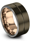 Mens Promise Rings Flat Brushed Gunmetal Tungsten Bands for Ladies Custom - Charming Jewelers