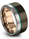 10mm Gunmetal Promise Rings Tungsten Rings for Lady Engravable Gunmetal Teal - Charming Jewelers