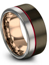 Unique Gunmetal Men Wedding Band Tungsten Bands Sets Rings Promise Ring - Charming Jewelers