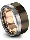 Woman Wedding Ring 10mm Tungsten Band for Guys 10mm Gunmetal Set of Rings - Charming Jewelers