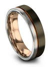 6mm Woman Wedding Ring Gunmetal Tungsten Band His and Wife Brushed Gunmetal - Charming Jewelers