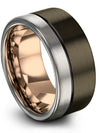 Him and Boyfriend Wedding Ring Gunmetal Husband and His Tungsten Bands - Charming Jewelers