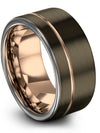 Wedding Bands Gunmetal and 18K Rose Gold Womans Gunmetal Tungsten Wedding Rings - Charming Jewelers