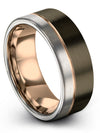 Tungsten Gunmetal 18K Rose Gold Wedding Rings Male Tungsten Band Natural Plain - Charming Jewelers