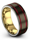 Gunmetal Plated Wedding Set Tungsten Carbide Rings for Male Gunmetal 8mm - Charming Jewelers