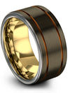 Gunmetal Promise Band Set Wife and Fiance Wedding Band Set Tungsten Promise - Charming Jewelers