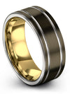 Gunmetal Promise Ring Sets Girlfriend and Him Tungsten Bands Natural Couple - Charming Jewelers