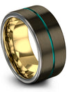 Gunmetal Teal Anniversary Band Set for Guys Ladies Tungsten Band 10mm - Charming Jewelers