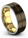 8mm Copper Line Man Promise Rings Dainty Wedding Rings Gunmetal Band Rings - Charming Jewelers