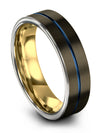 Matte Gunmetal and Blue Male Wedding Band Tungsten Gunmetal and Blue Ring - Charming Jewelers