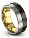 Matte Gunmetal Blue Female Wedding Band Tungsten Bands Wedding Ring Man Bands - Charming Jewelers