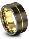 Wedding Sets for Lady Gunmetal Tungsten Polished Band for Mens Simple Bands - Charming Jewelers