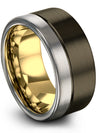 Minimalist Wedding Rings Set Unique Tungsten Band Gunmetal Friendship Rings - Charming Jewelers