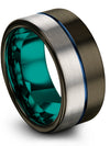 Blue Line Wedding Bands Tungsten Carbide Engagement Womans Ring His and His - Charming Jewelers