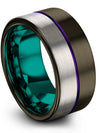 Man Promise Ring Unique Gunmetal and Purple Tungsten Gunmetal Rings for Man - Charming Jewelers