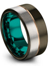 10mm Ladies Anniversary Band Gunmetal Common Tungsten Rings Matching Boyfriend - Charming Jewelers