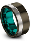 Tungsten Anniversary Band for Couples Gunmetal Tungsten Rings Brushed Gunmetal - Charming Jewelers