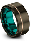 Engraved Gunmetal Wedding Band for Man Gunmetal Tungsten Ring 10mm Engagement - Charming Jewelers