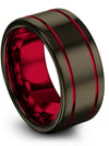 Pure Gunmetal Band for Mens Wedding Ring Fancy Tungsten