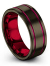 Modern Anniversary Ring for Men&#39;s Tungsten Gunmetal Line Band Gunmetal Bands - Charming Jewelers