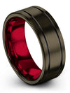 8mm Gunmetal Tungsten Carbide Engagement Men&#39;s Rings Black Line Rings Her - Charming Jewelers