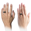 Gunmetal Blue Wedding Ring Set 10mm Guys Tungsten Rings Ladies Finger Band Mens - Charming Jewelers