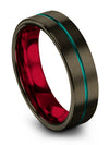 Mens 6mm Bands Band Tungsten Wedding Bands Gunmetal and Teal 6mm 35th - Coral - Charming Jewelers