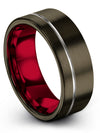 8mm Grey Line Band for Couples 8mm Grey Line Band Tungsten Set Band for Couples - Charming Jewelers