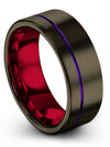 Guy Plain Gunmetal Band Brushed Tungsten Band 8mm Ring Engagement Womans Band - Charming Jewelers