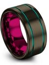 10mm Teal Line Promise Rings for Men&#39;s Tungsten Ring for Mens I Love You - Charming Jewelers