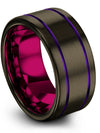 10mm Purple Line Promise Rings for Men&#39;s Tungsten Ring