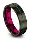 Wedding Bands Sets Tungsten Wedding Ring Men Gunmetal and Teal Promise Rings - Charming Jewelers