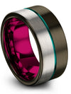 Gunmetal Teal Ladies Anniversary Ring Tungsten Wedding Bands for Mens - Charming Jewelers