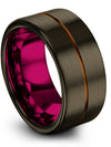Brushed Gunmetal Tungsten Ladies Promise Ring 10mm Tungsten Carbide Wedding - Charming Jewelers
