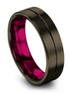 6mm Gunmetal Wedding Ring Tungsten Black Line Rings Simple Promise Ring - Charming Jewelers