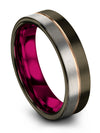 Wedding Bands Sets Tungsten Wedding Ring Men Gunmetal and 18K Rose Gold Promise - Charming Jewelers
