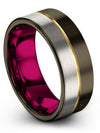 Gunmetal Wedding Rings Set for Girlfriend Gunmetal 18K Yellow Gold Tungsten - Charming Jewelers