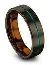 Boyfriend and Husband Promise Band Sets Gunmetal Teal Tungsten Ring Wedding - Charming Jewelers