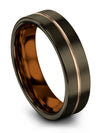 Mens Metal Promise Band Tungsten Bands Matte Gunmetal and 18K Rose Gold Band - Charming Jewelers