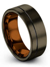 Wedding Ring Sets for Girlfriend and Boyfriend Gunmetal Lady Wedding Bands - Charming Jewelers