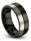 Wedding Gunmetal Band Sets for Her and Fiance Tungsten