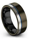 Gunmetal Blue Wedding Bands Sets for Husband and Fiance and Boyfriend Wedding - Charming Jewelers