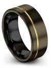 Brushed Wedding Bands Woman Wedding Band Gunmetal Tungsten Engagement Ring - Charming Jewelers