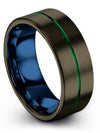 Man Anniversary Ring Set Tungsten Bands Couples Set 8mm Green Line Ring Wife - Charming Jewelers