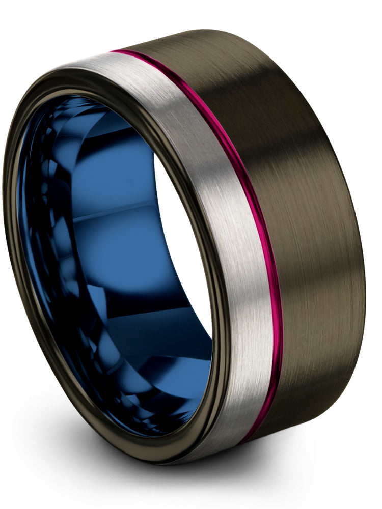 10mm Fucshia Line Male Tungsten Rings 10mm Couple Jewelry