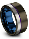 10mm Purple Line Male Tungsten Rings 10mm Couple Jewelry for Wife and His - Charming Jewelers